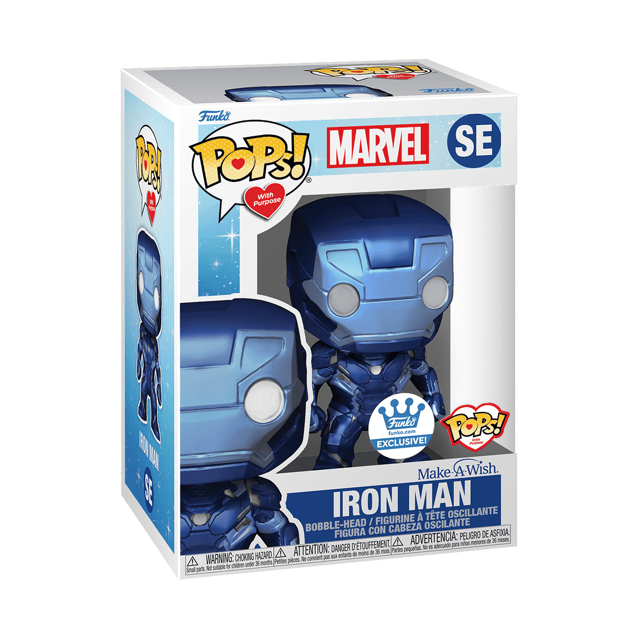 Iron Man — Make-A-WIsh - Marvel #SE (Metalic) (Pops With Purpose) (Funko Shop Exclusive) (Vaulted)